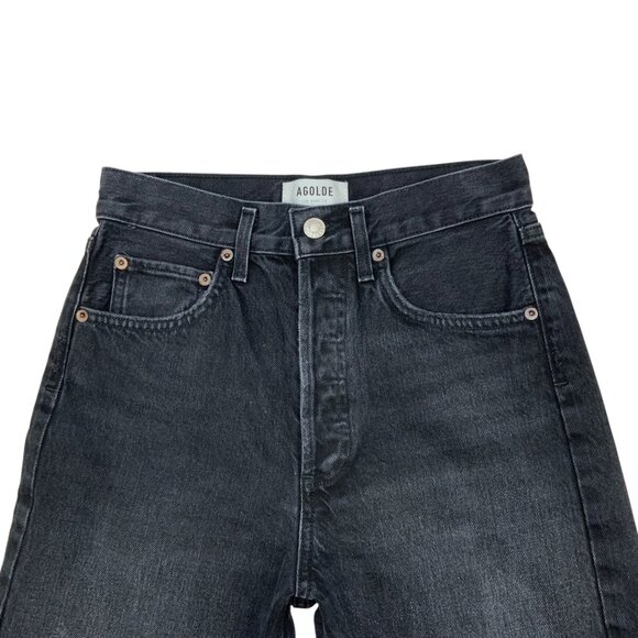 AGOLDE Denim 90's Shorts 24 Fallen Charcoal Wash Cutoffs High Rise - Picture 7 of 12